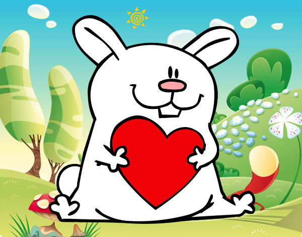 Dibujo Conejo con corazón pintado por arisale