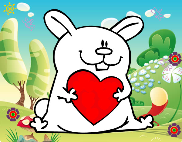 Dibujo Conejo con corazón pintado por Megara24