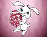 Dibujo Conejo con huevo de pascua pintado por jacquiii