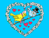Dibujo Corazón con pájaros pintado por pribe