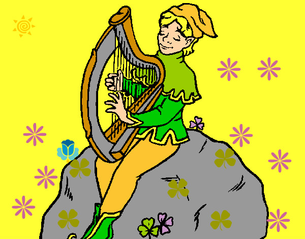Dibujo Duende tocando el arpa pintado por ardnas