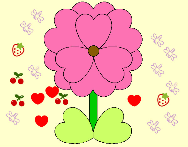 Dibujo Flor de corazones pintado por karianny