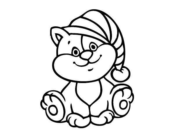 Dibujo Gato con gorro pintado por cecilitaa