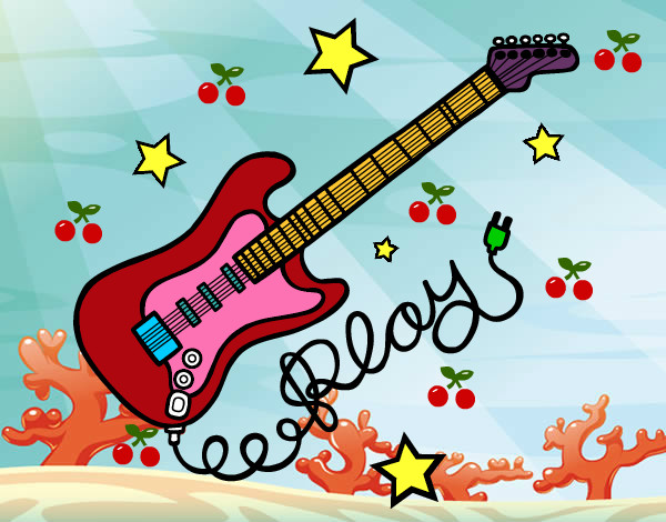 Dibujo Guitarra y estrellas pintado por Steffa