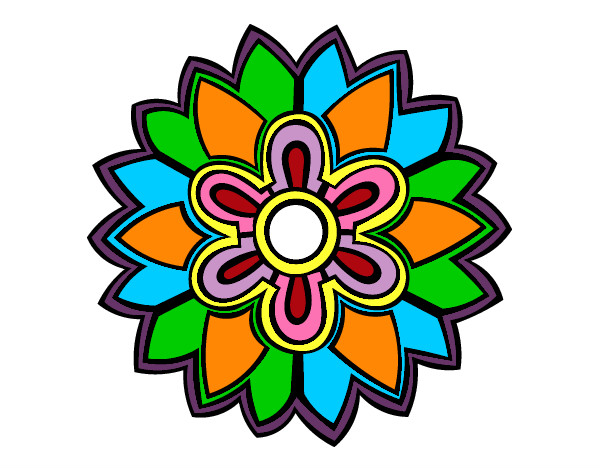 Dibujo Mándala con forma de flor weiss pintado por leleha