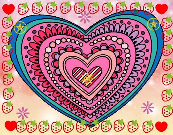 Dibujo Mandala corazón pintado por cherrylady
