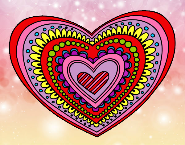 Dibujo Mandala corazón pintado por violetit