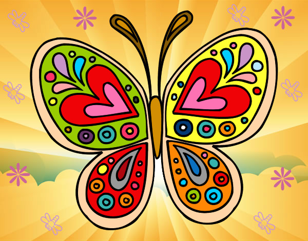 Dibujo Mandala mariposa pintado por mfmfmf