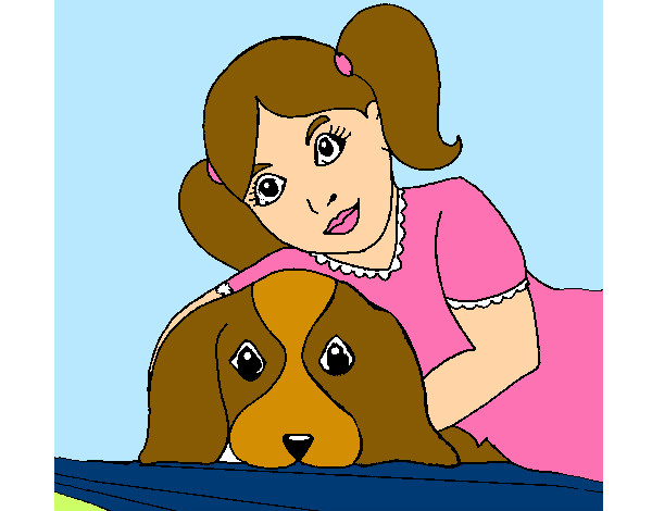 Dibujo Niña abrazando a su perro pintado por taniaysele