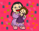 Dibujo Niña con su muñeca pintado por Queryactiv