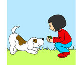 Dibujo Niña y perro jugando pintado por taniaysele