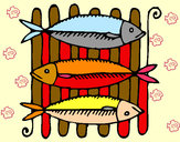 Dibujo Pescado a la brasa pintado por pandatuink