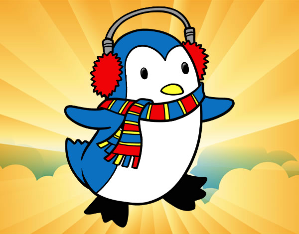Dibujo Pingüino con bufanda pintado por aabbcc