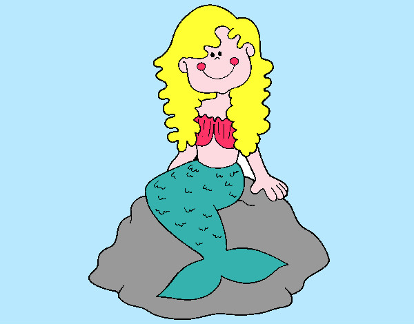 Dibujo Sirena sentada en una roca pintado por anlia
