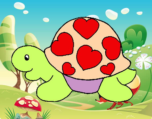 Dibujo Tortuga con corazones pintado por Megara24