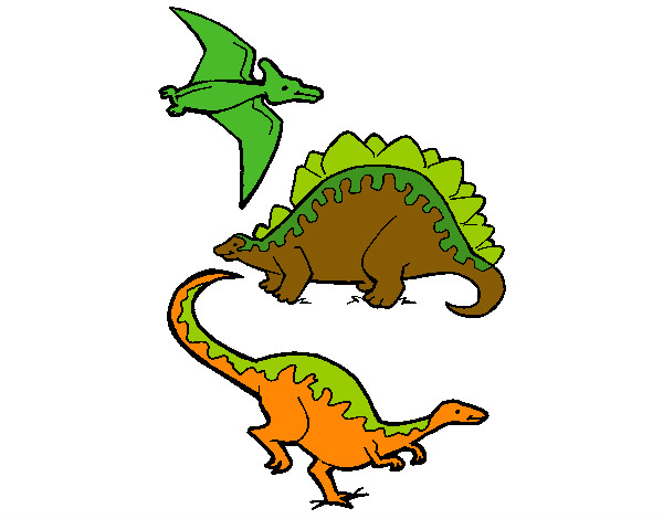 Dibujo Tres clases de dinosaurios pintado por ivanmoren