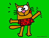 Dibujo Gato con camiseta pintado por Saritita