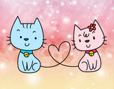 Dibujo Gatos enamorados pintado por Anabella81
