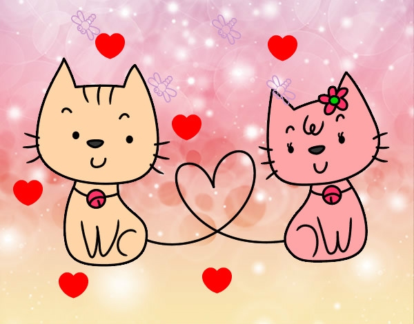 Dibujo Gatos enamorados pintado por yoiprincss