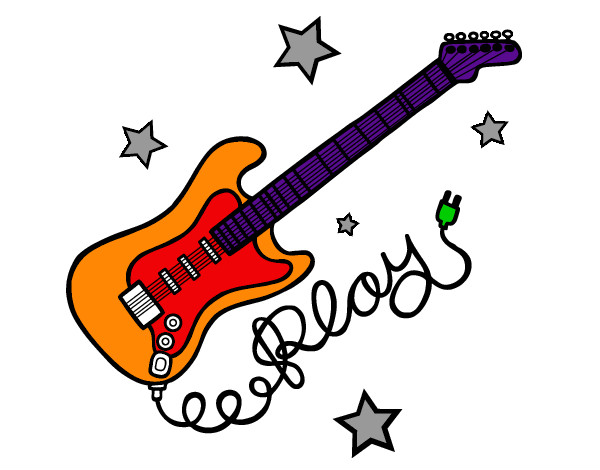 Dibujo Guitarra y estrellas pintado por MYKENT