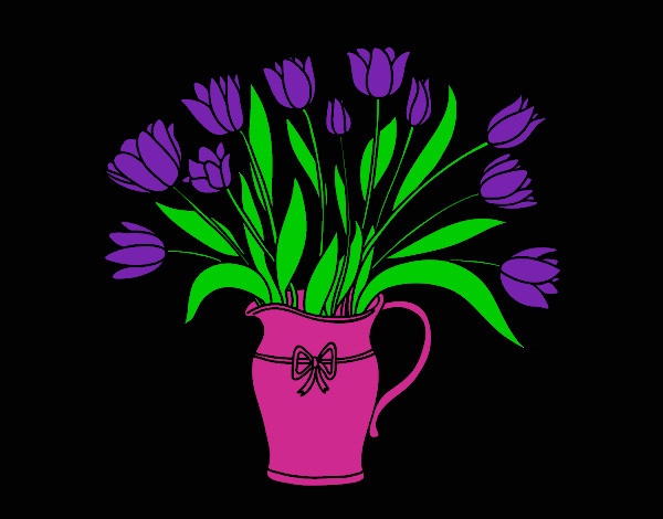 Dibujo Jarrón de tulipanes pintado por chiguiline
