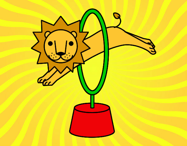 Dibujo León saltando pintado por carmen1