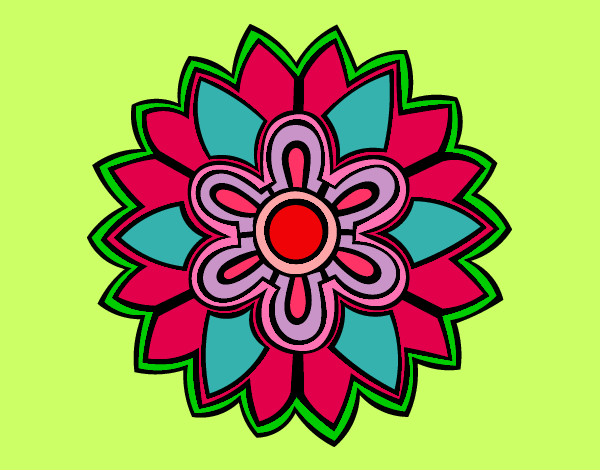 Dibujo Mándala con forma de flor weiss pintado por GLILY