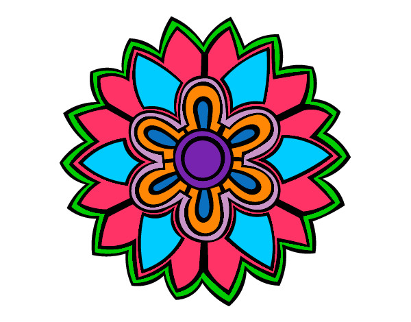 Dibujo Mándala con forma de flor weiss pintado por lufer