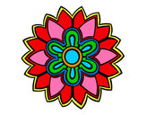 Dibujo Mándala con forma de flor weiss pintado por salaberry