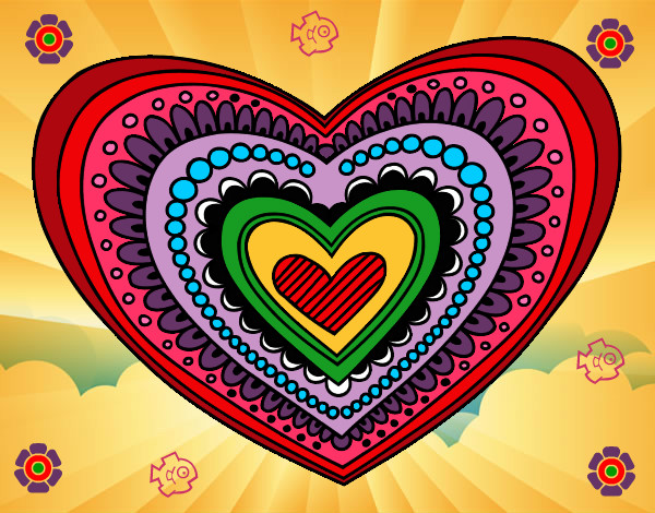 Dibujo Mandala corazón pintado por meggaara