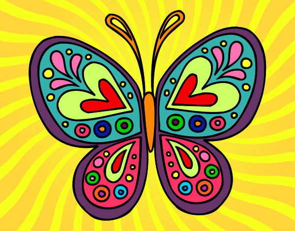Dibujo Mandala mariposa pintado por viryestrad