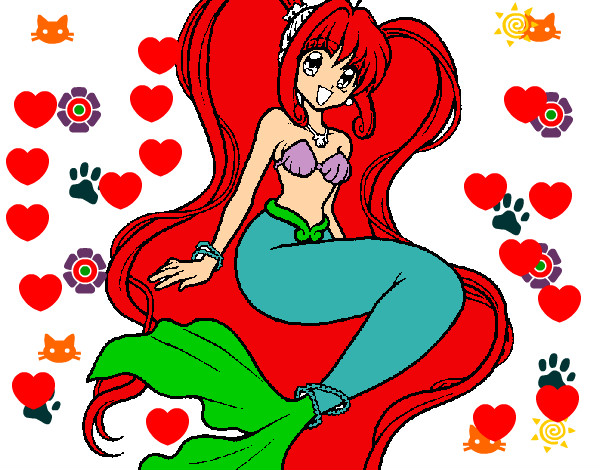 Dibujo Sirena con perlas pintado por sarita31