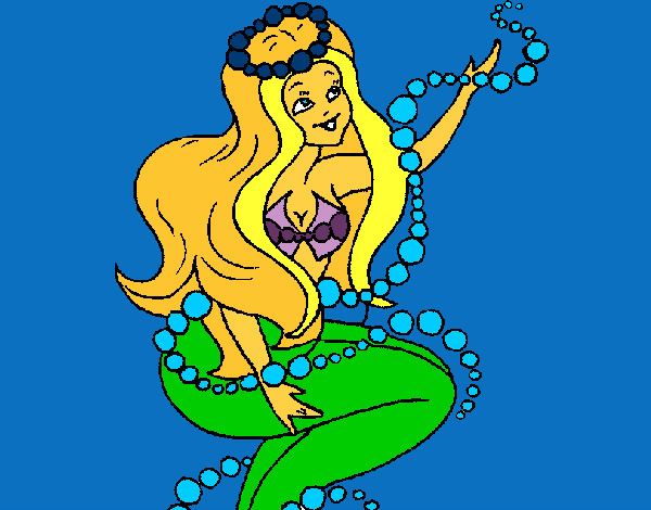 Dibujo Sirena entre burbujas pintado por Saritita