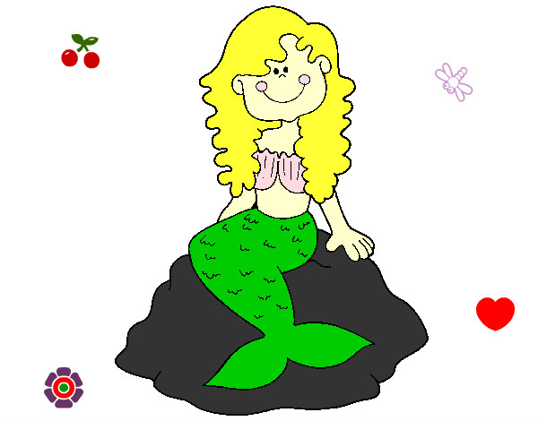Dibujo Sirena sentada en una roca pintado por lola14