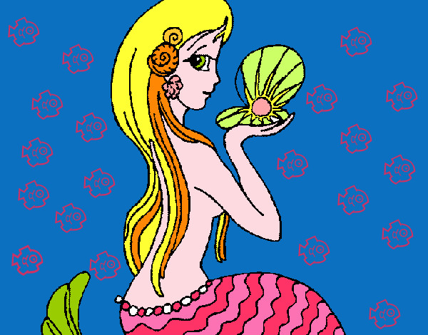 Dibujo Sirena y perla pintado por Anais1D