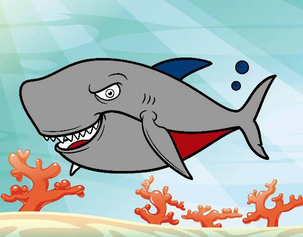 Dibujo Tiburón dentudo pintado por lolqui