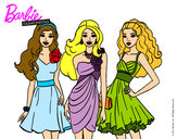 Dibujo Barbie y sus amigas vestidas de fiesta pintado por ElenaJara