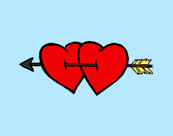 Dos corazones con una flecha