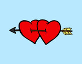 Dibujo Dos corazones con una flecha pintado por rakel23