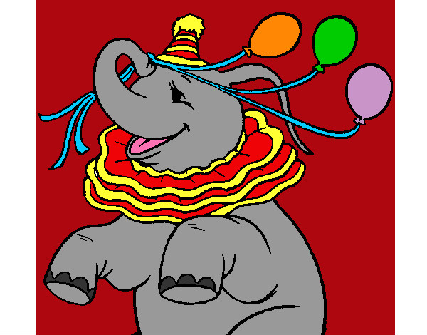 Dibujo Elefante con 3 globos pintado por carmen1