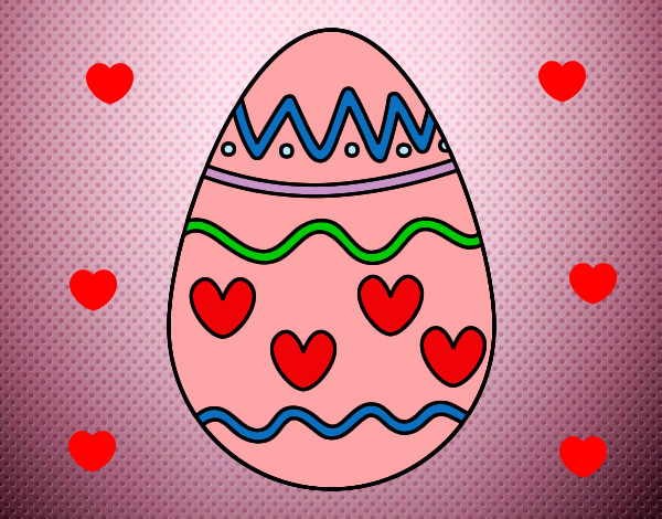 Dibujo Huevo con corazones pintado por laia1