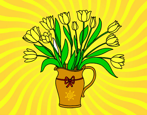 Dibujo Jarrón de tulipanes pintado por andrea1415
