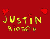 Dibujo Justin Bieber entre corazones pintado por estrellah