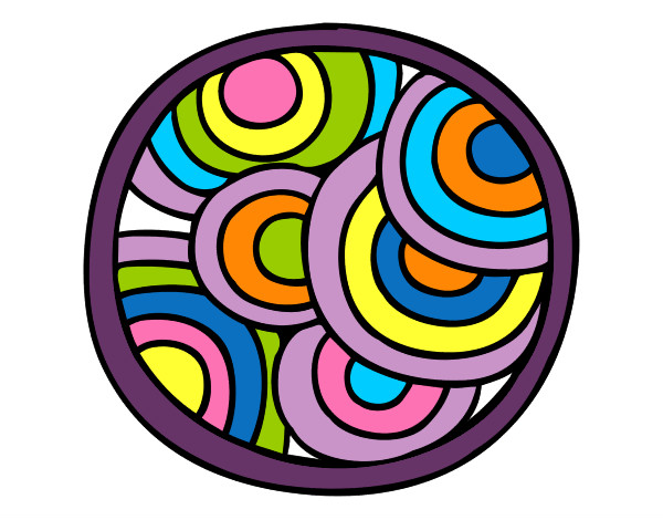 Dibujo Mandala circular pintado por vquadrelli