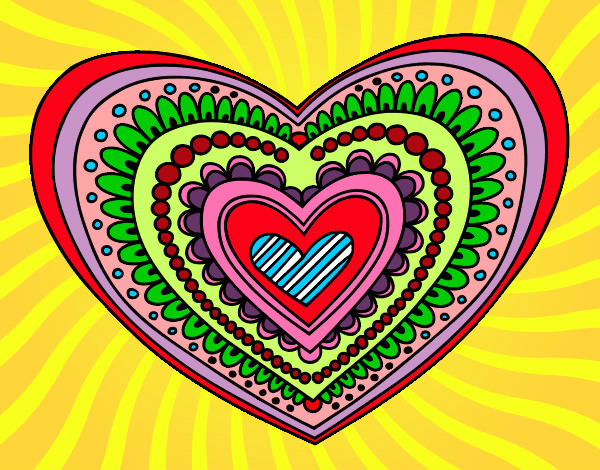 Dibujo Mandala corazón pintado por julybravo