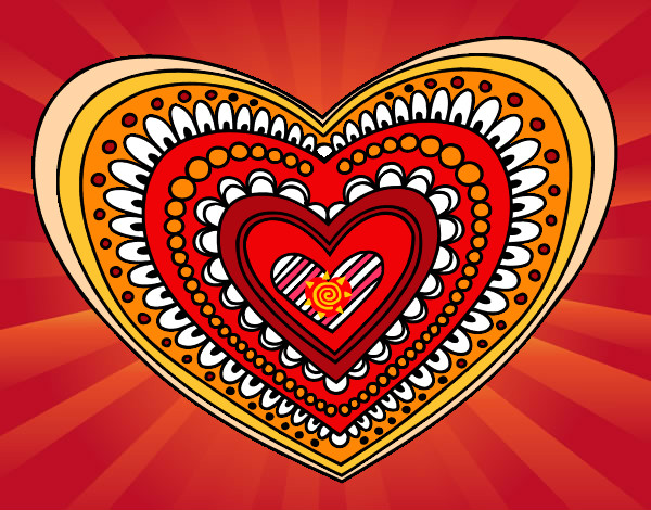 Dibujo Mandala corazón pintado por vascasil