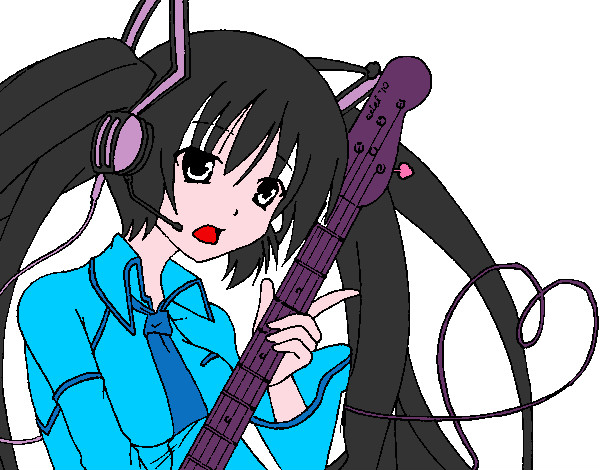 Dibujo Miku con guitarra pintado por kariz