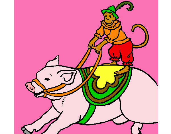 Dibujo Mono y cerdo pintado por carmen1