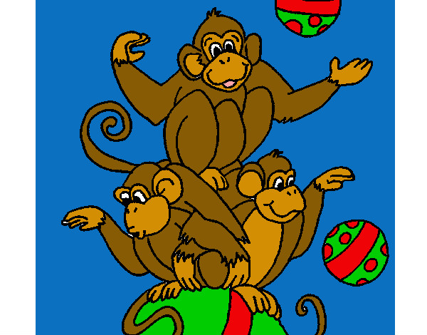 Dibujo Monos haciendo malabares pintado por carmen1