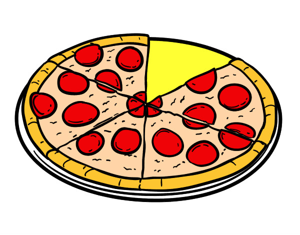 Dibujo Pizza de pepperoni pintado por paola1d90